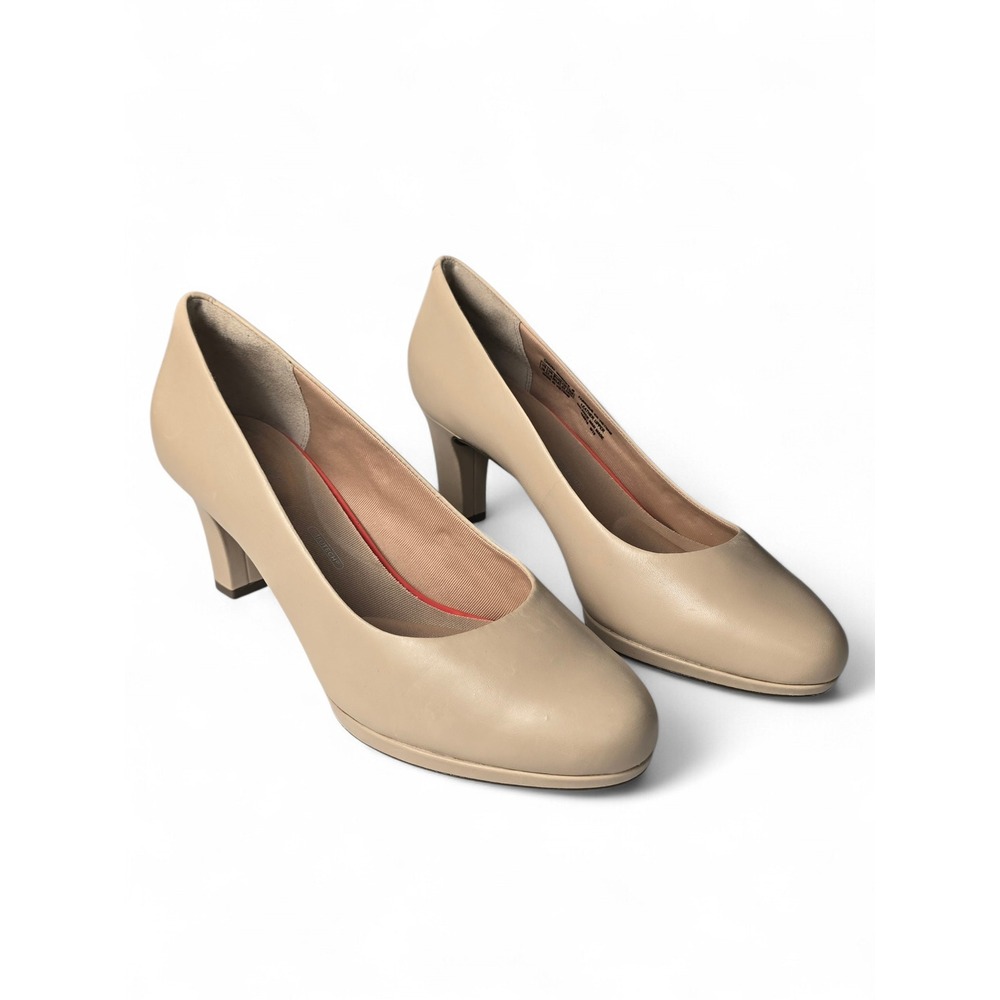 Rockport Total Motion‎ 75mm Pointed Toe Pump Warm Taupe Leather Womens 10 NEW